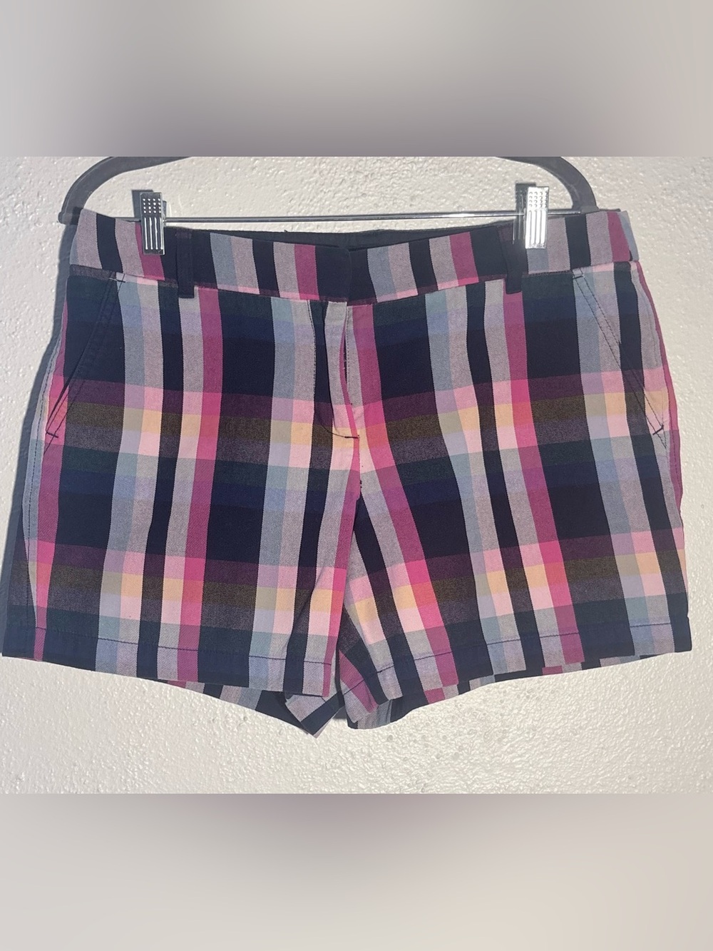 J. Crew Multi Color Plaid Flat Front Check Preppy Casual Shorts Women’s Size 12